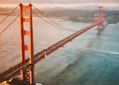 An aerial view of the Golden State Bridge